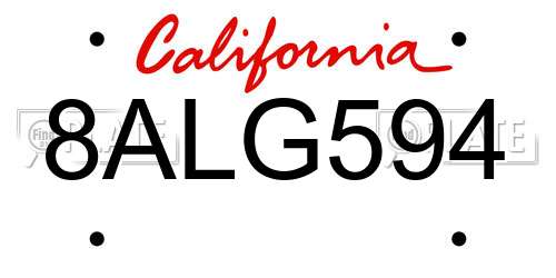 8ALG594 California License Plate