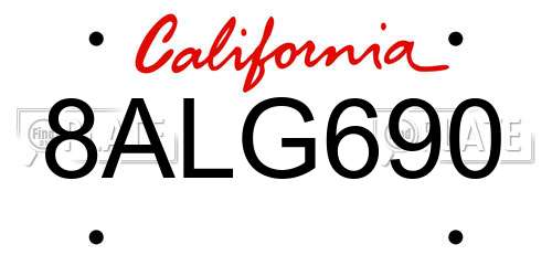 8ALG690 California License Plate