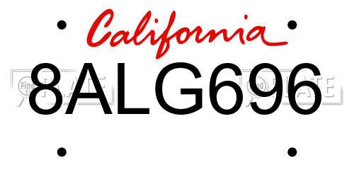 8ALG696 California License Plate