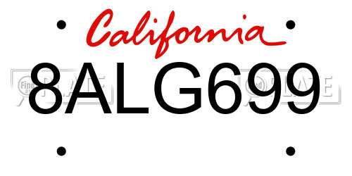 8ALG699 California License Plate