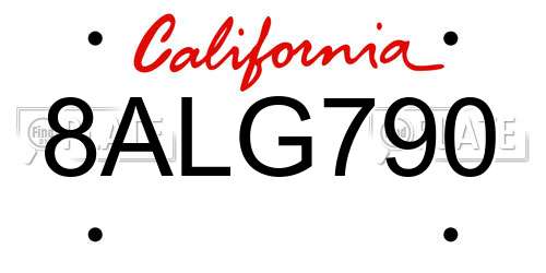 8ALG790 California License Plate