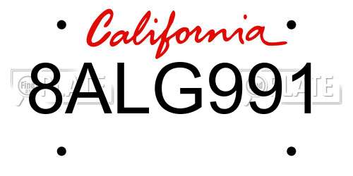 8ALG991 California License Plate