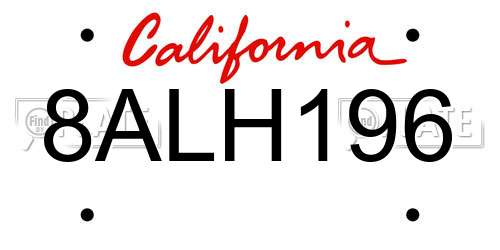 8ALH196 California License Plate