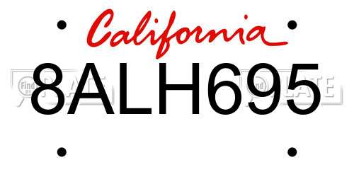 8ALH695 California License Plate