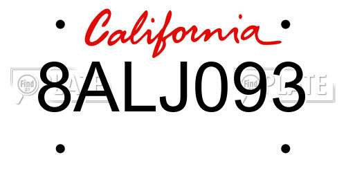 8ALJ093 California License Plate
