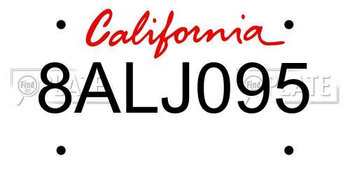 8ALJ095 California License Plate