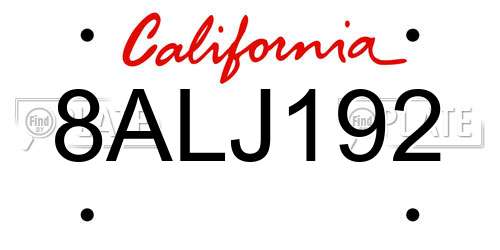 8ALJ192 California License Plate