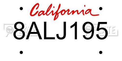 8ALJ195 California License Plate