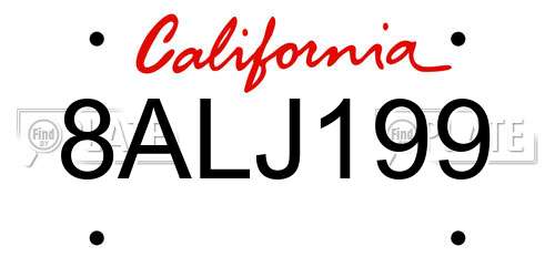 8ALJ199 California License Plate