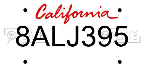 8ALJ395 California License Plate