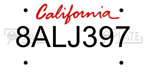 8ALJ397 California License Plate