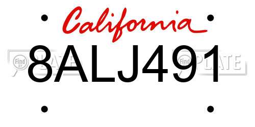 8ALJ491 California License Plate