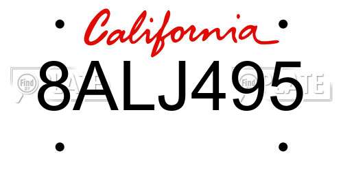 8ALJ495 California License Plate