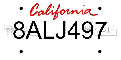 8ALJ497 California License Plate