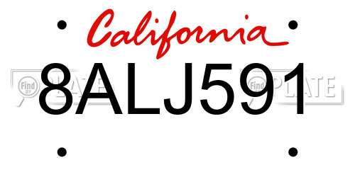 8ALJ591 California License Plate