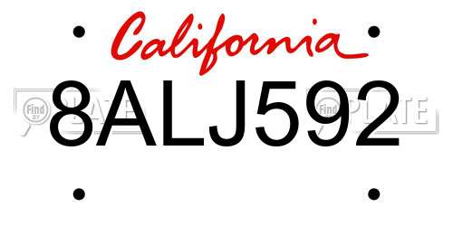 8ALJ592 California License Plate