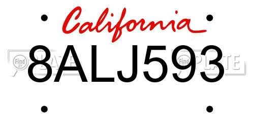 8ALJ593 California License Plate