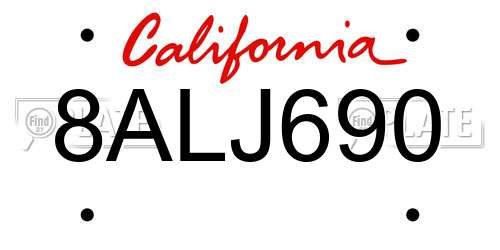 8ALJ690 California License Plate