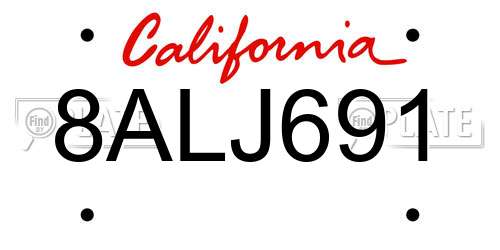 8ALJ691 California License Plate