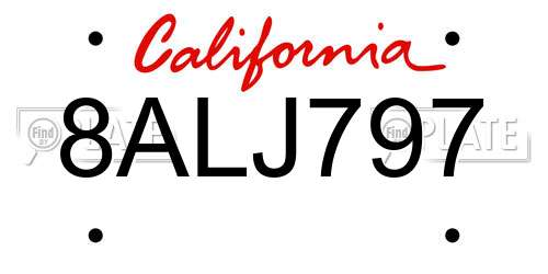 8ALJ797 California License Plate