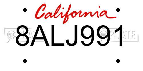 8ALJ991 California License Plate