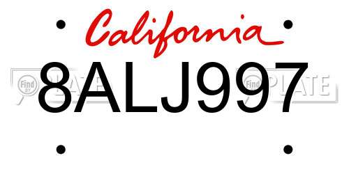 8ALJ997 California License Plate