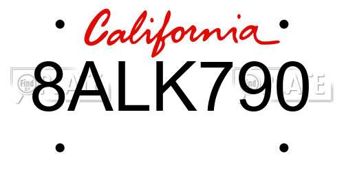8ALK790 California License Plate