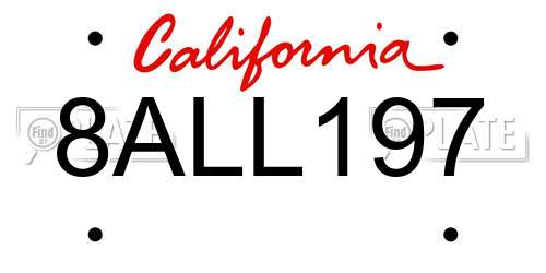 8ALL197 California License Plate