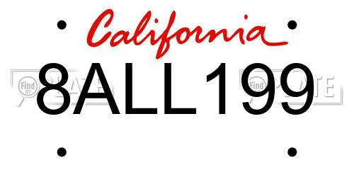 8ALL199 California License Plate