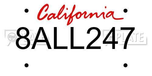 8ALL247 California License Plate