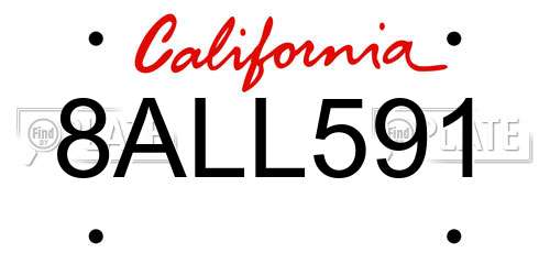 8ALL591 California License Plate