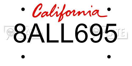 8ALL695 California License Plate
