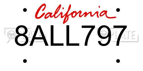 8ALL797 California License Plate