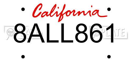 8ALL861 California License Plate