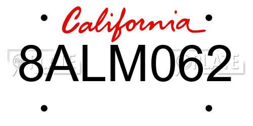 8ALM062 California License Plate