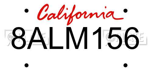 8ALM156 California License Plate