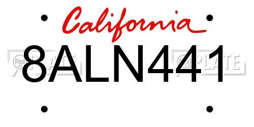 8ALN441 California License Plate