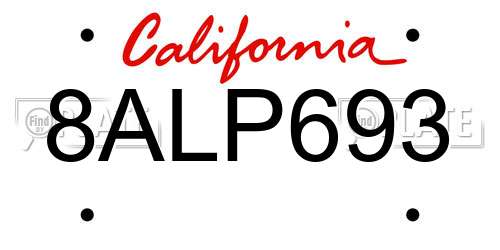 8ALP693 California License Plate