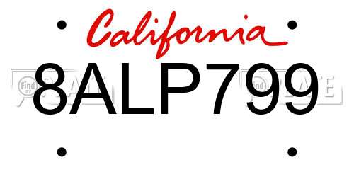 8ALP799 California License Plate