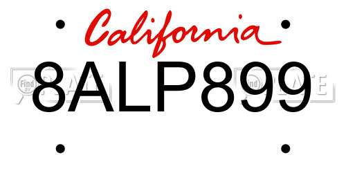 8ALP899 California License Plate