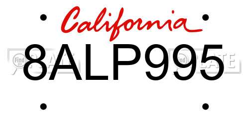 8ALP995 California License Plate
