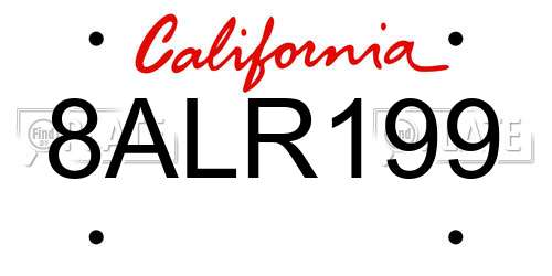 8ALR199 California License Plate