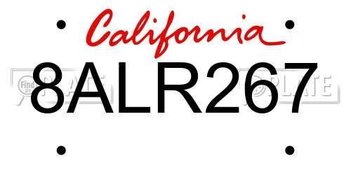 8ALR267 California License Plate