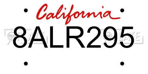 8ALR295 California License Plate