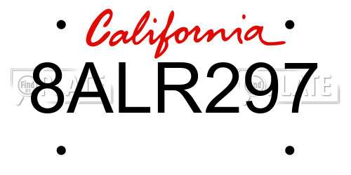 8ALR297 California License Plate