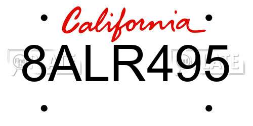 8ALR495 California License Plate