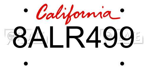 8ALR499 California License Plate