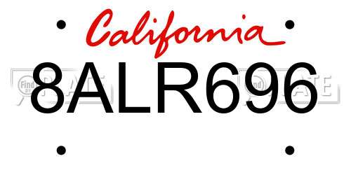 8ALR696 California License Plate