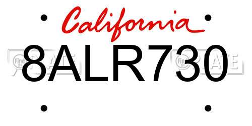 8ALR730 California License Plate