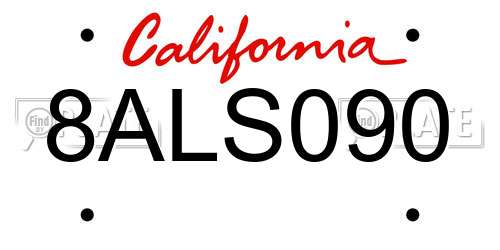 8ALS090 California License Plate